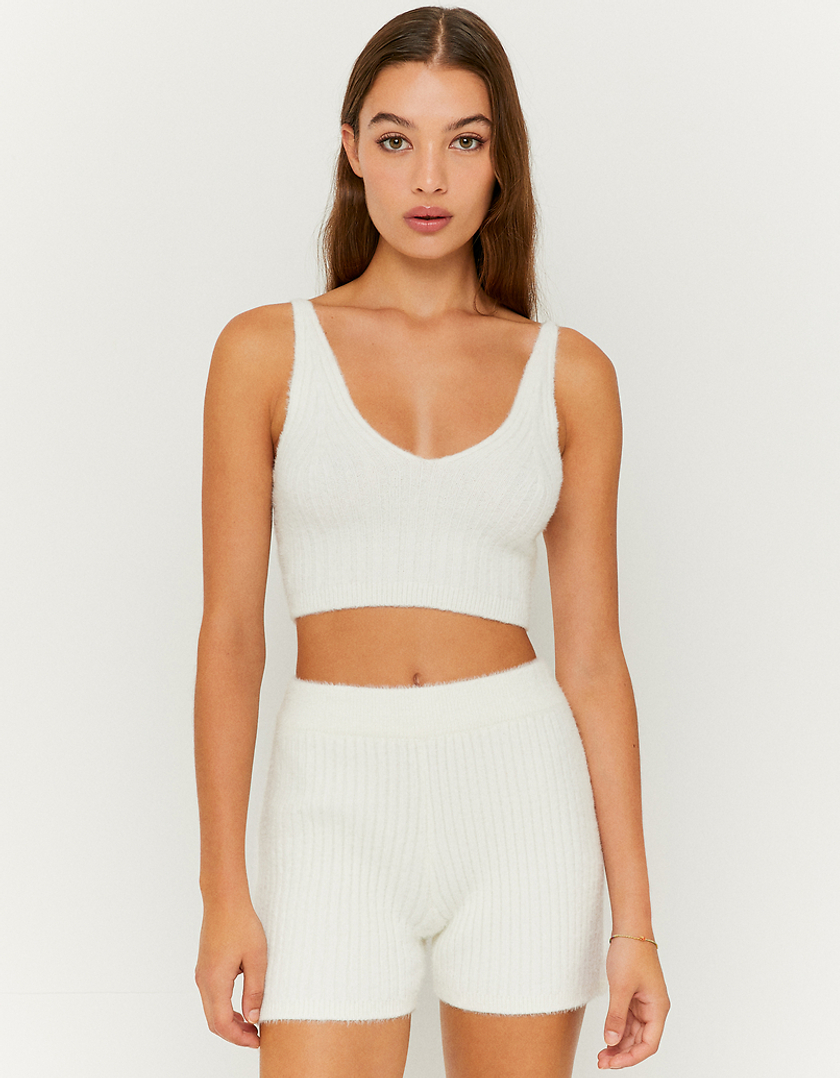 TALLY WEiJL, Top Court en Maille Blanc  for Women