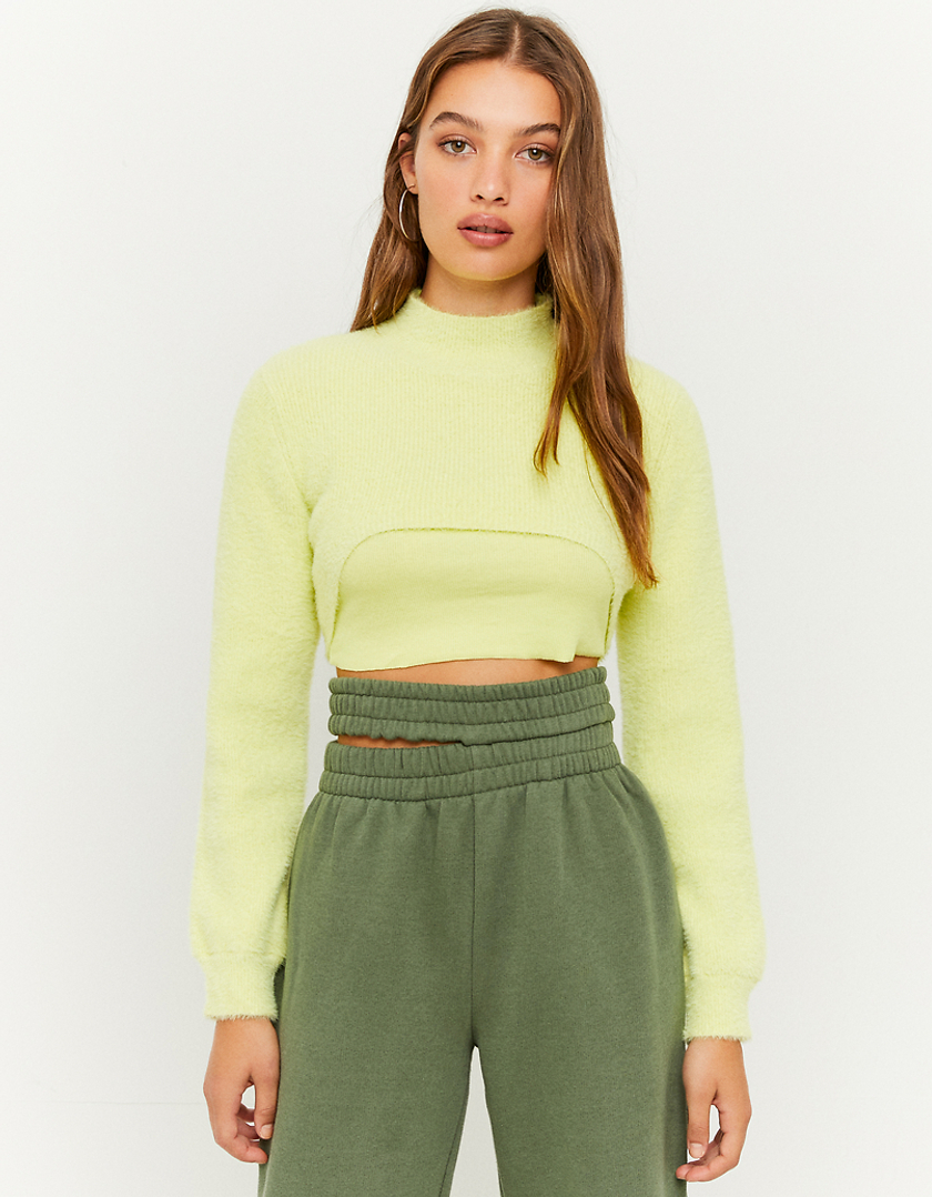 TALLY WEiJL, Yellow Ultra Cropped Knit Jumper for Women