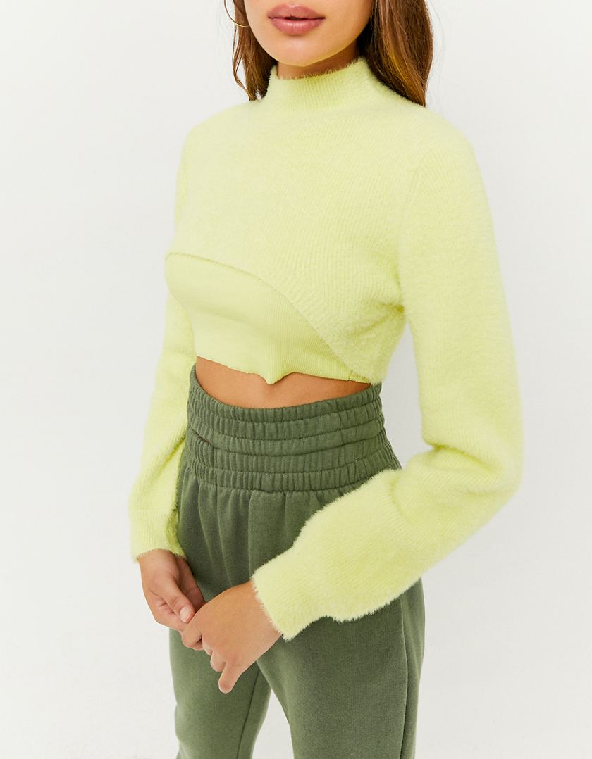 TALLY WEiJL, Yellow Ultra Cropped Knit Jumper for Women