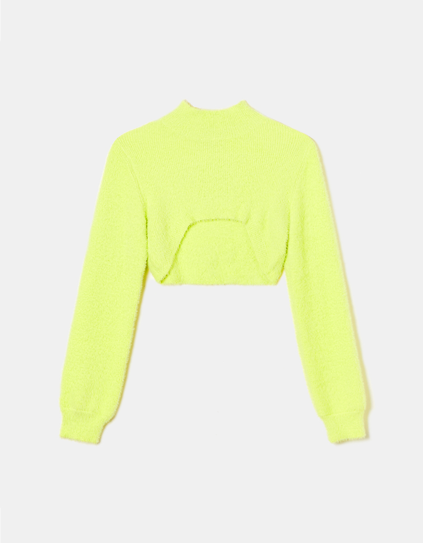 TALLY WEiJL, Yellow Ultra Cropped Knit Jumper for Women