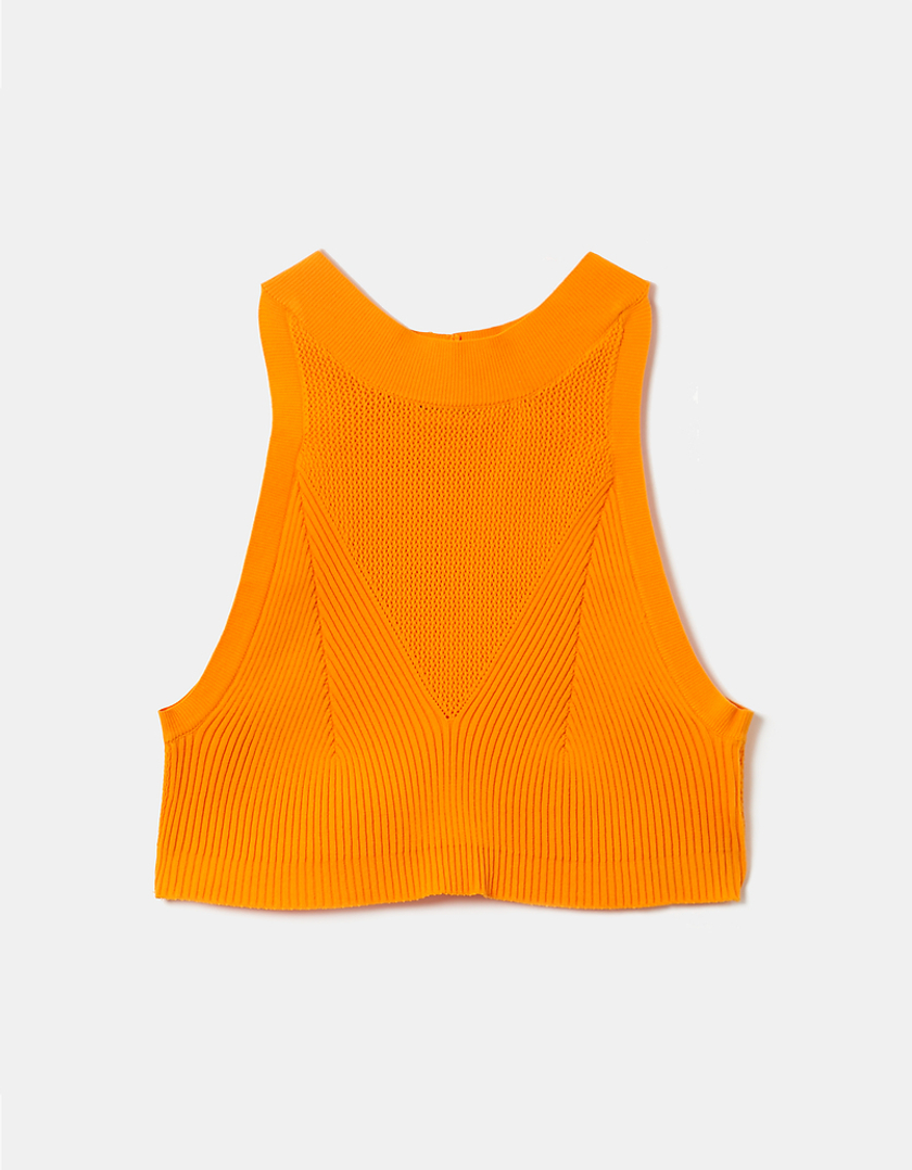 TALLY WEiJL, Κίτρινο πλεκτό Crop top for Women