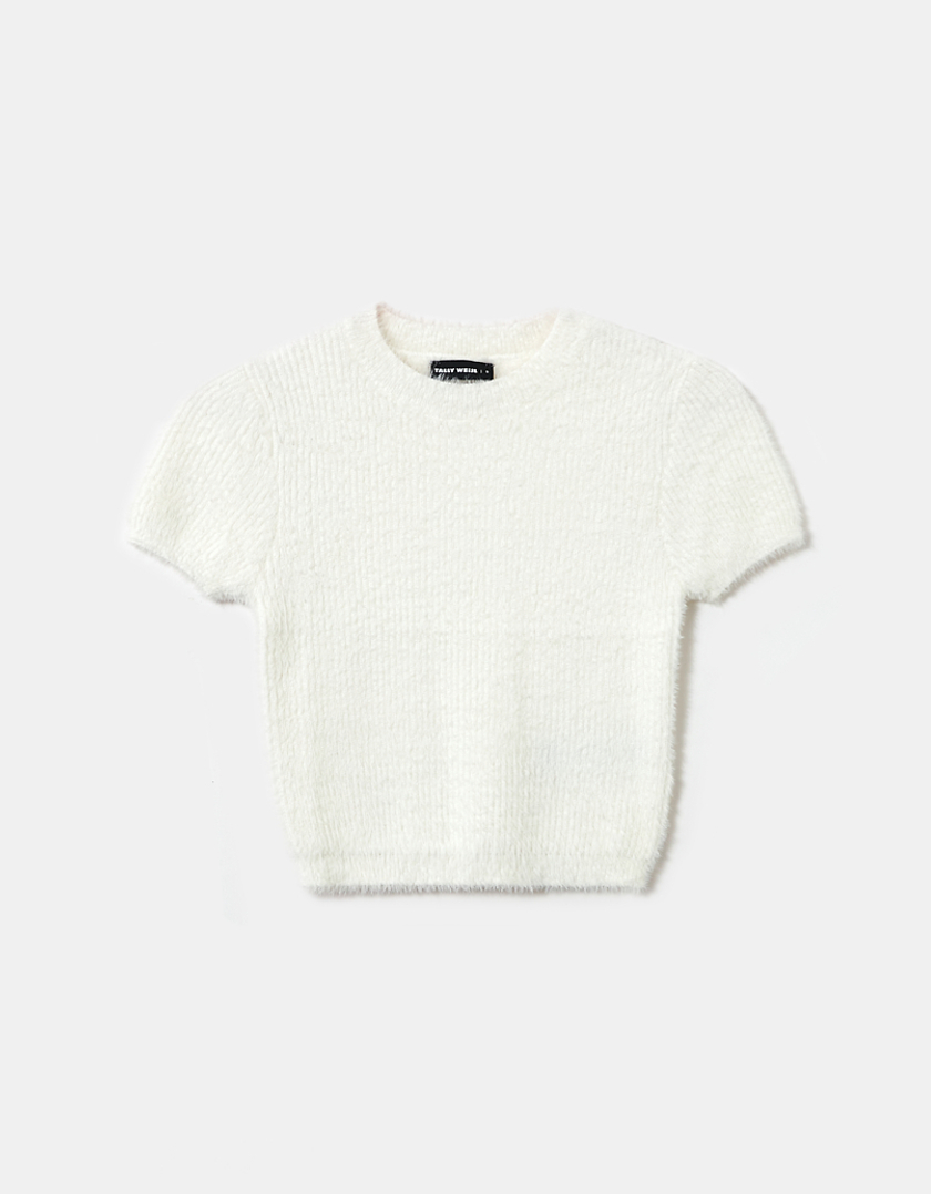 Cropped white knit hotsell