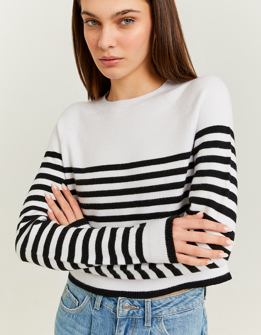 TALLY WEiJL, Weiss Gestreifter Pullover for Women