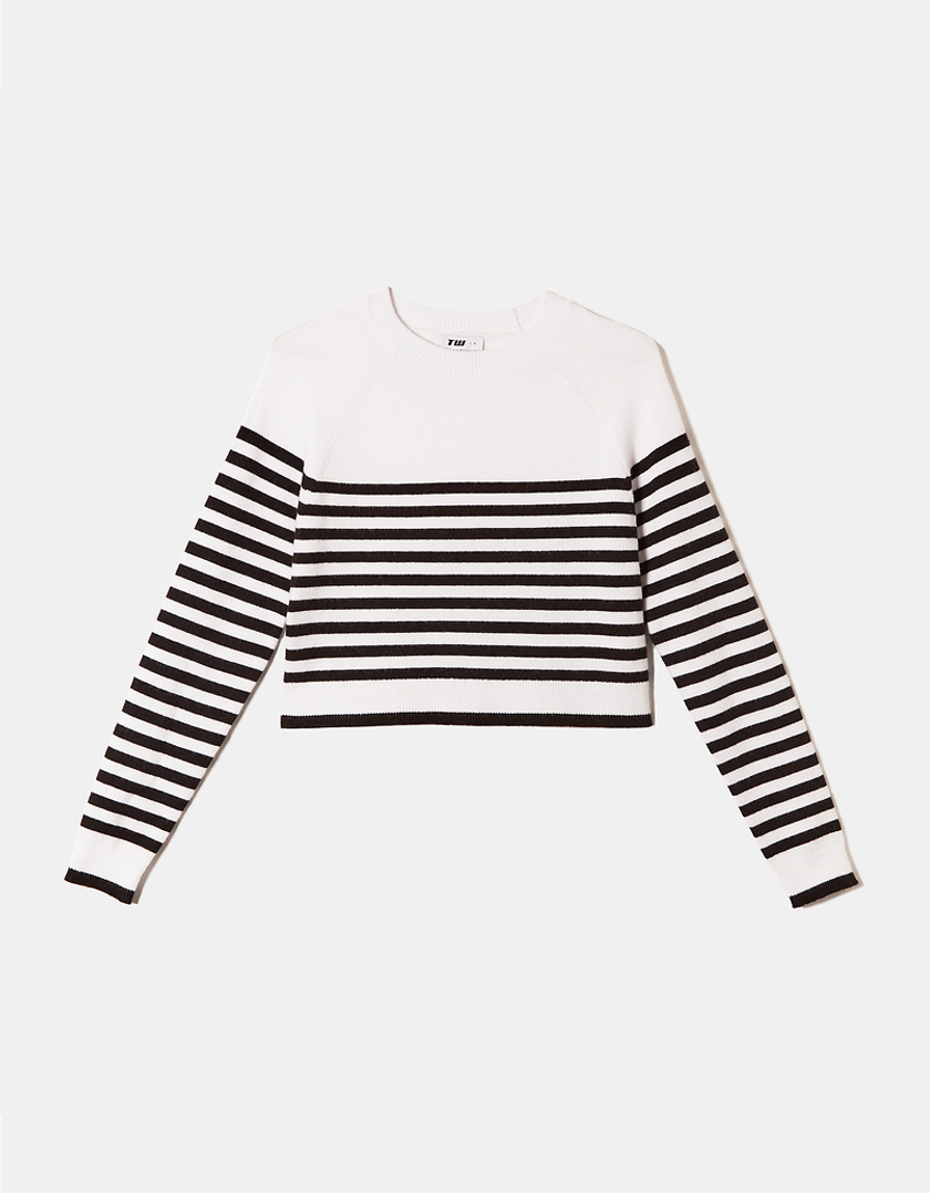 TALLY WEiJL, Weiss Gestreifter Pullover for Women