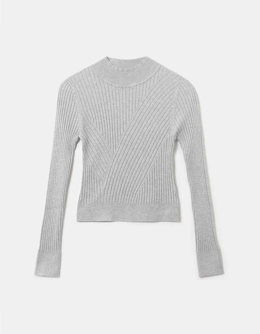 TALLY WEiJL, Grey  Knit  Basic Turtle Neck Top for Women