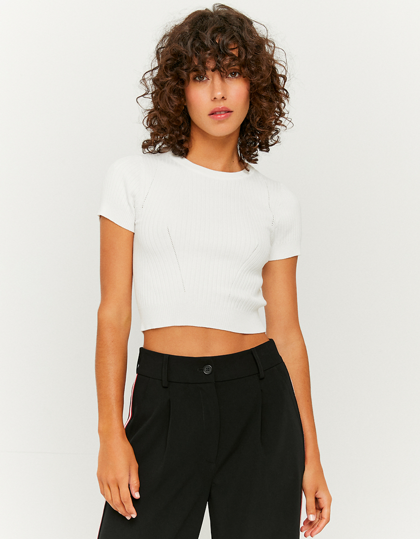 TALLY WEiJL, Crop top Basique en Maille Blanc for Women