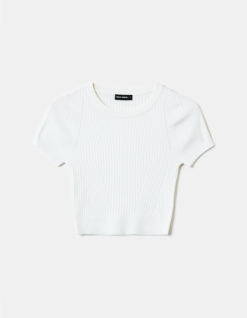 TALLY WEiJL, Weißes Basic Crop Top aus Strick  for Women