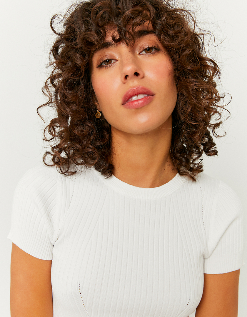 TALLY WEiJL, Crop top Basique en Maille Blanc for Women