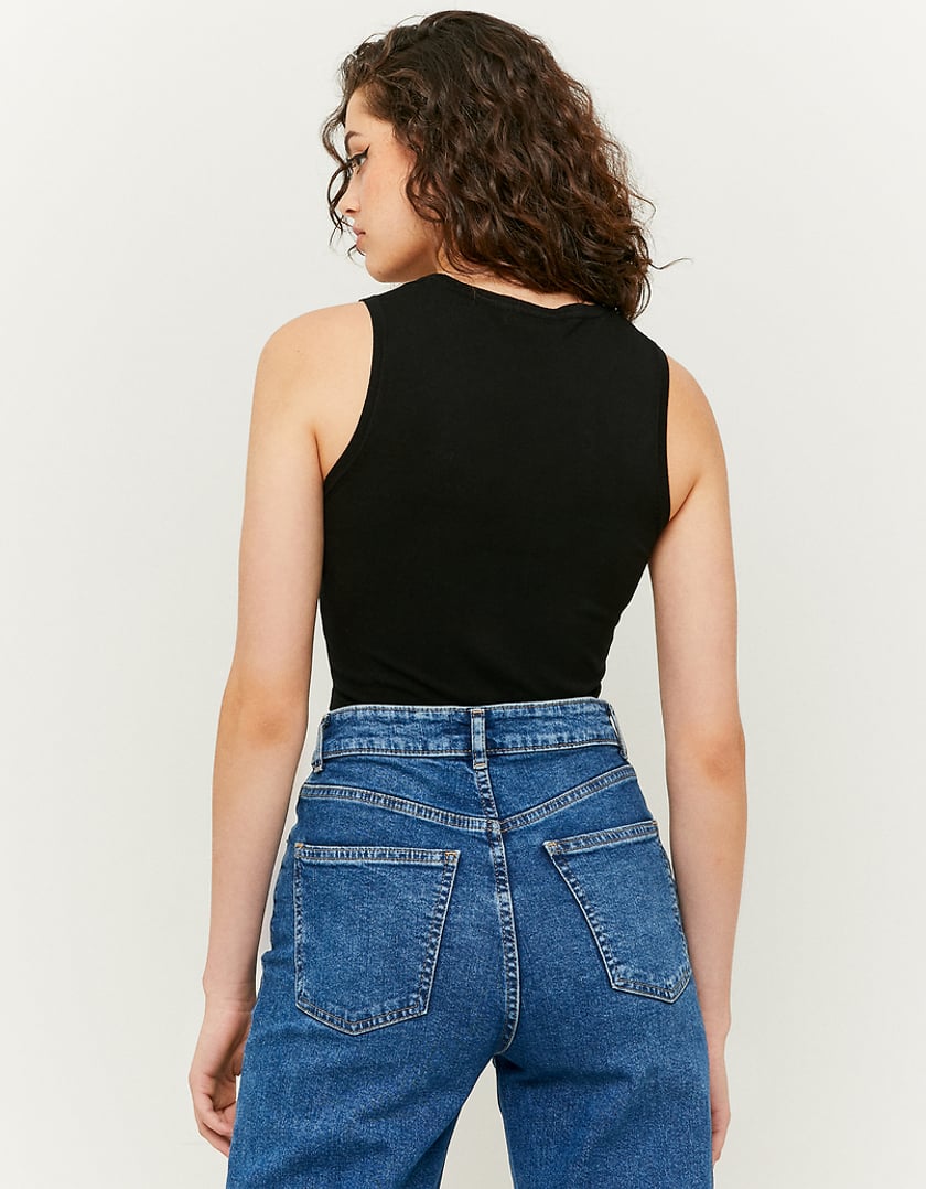 TALLY WEiJL, Czarny Crop top z wycięciem z dzianiny for Women