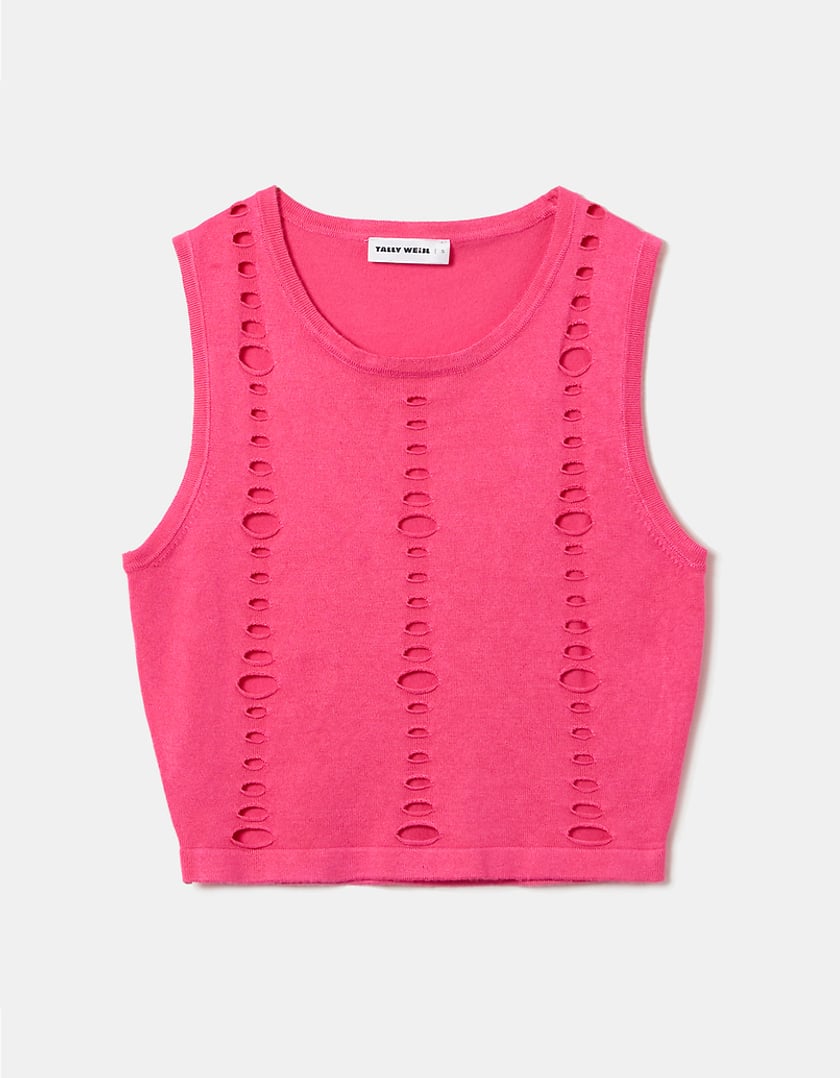 TALLY WEiJL, Crop Top en Maille à Découpes for Women