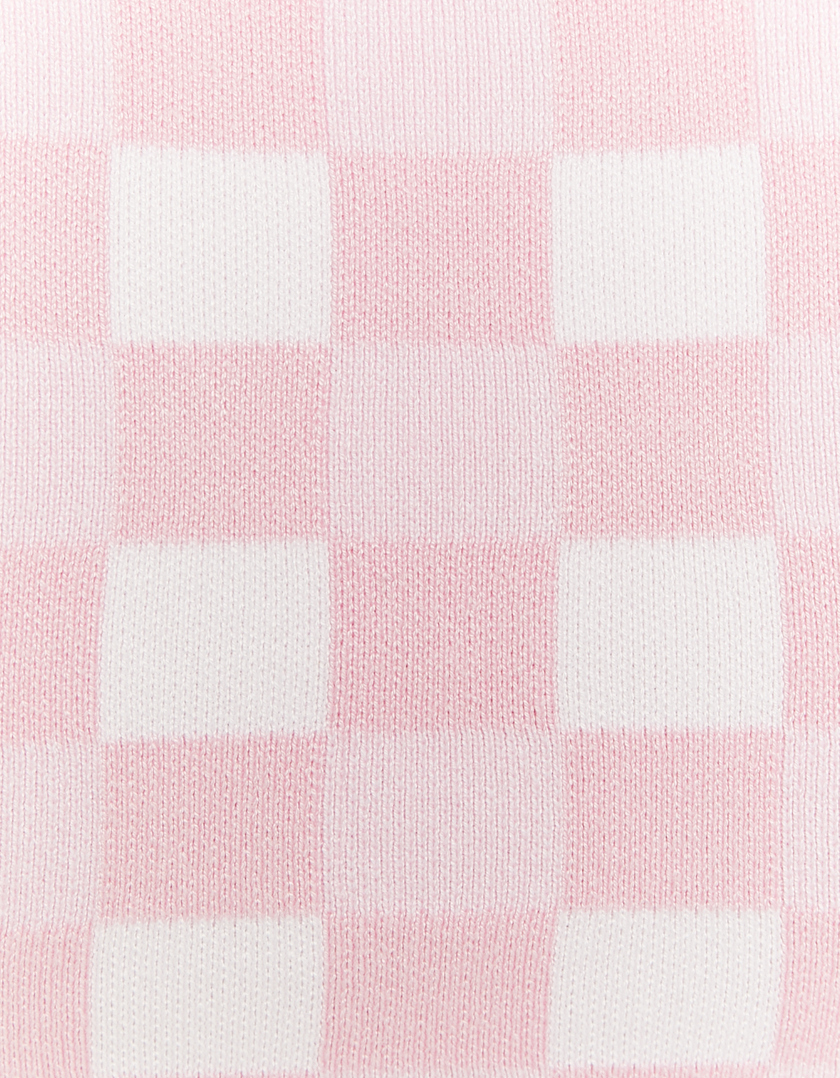 TALLY WEiJL, White and Pink Checkered Top for Women