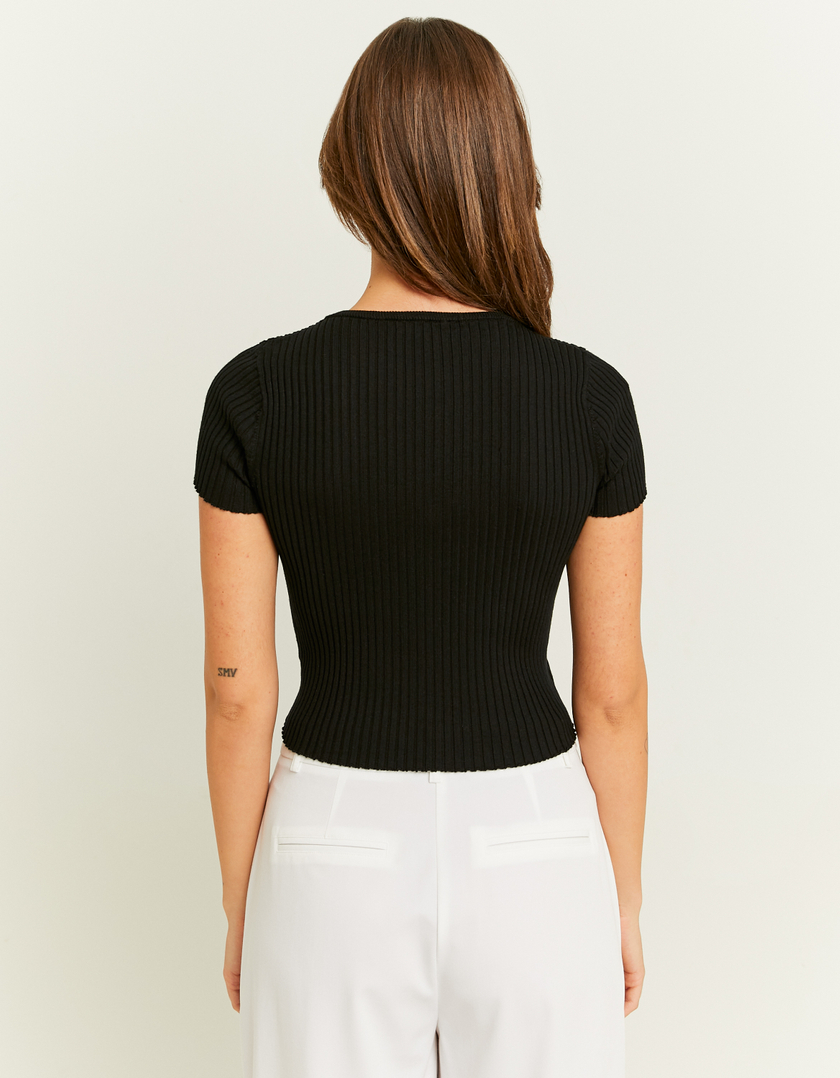 TALLY WEiJL, Black Knit Cropped Top for Women