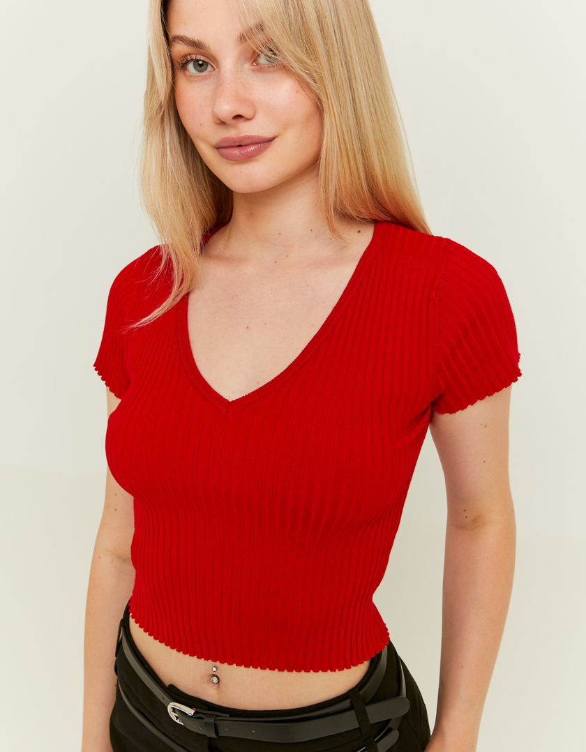 TALLY WEiJL, Red Cropped Knit Jumper for Women