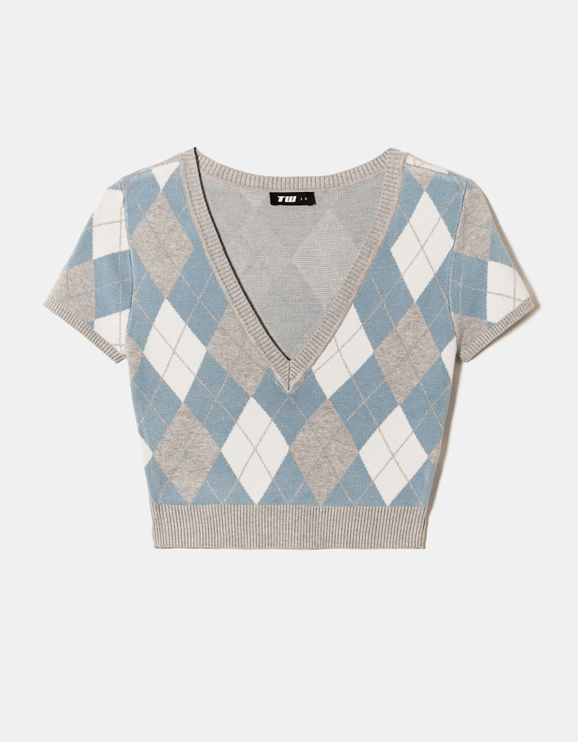 TALLY WEiJL, Checkered Cropped Knit Jumper for Women