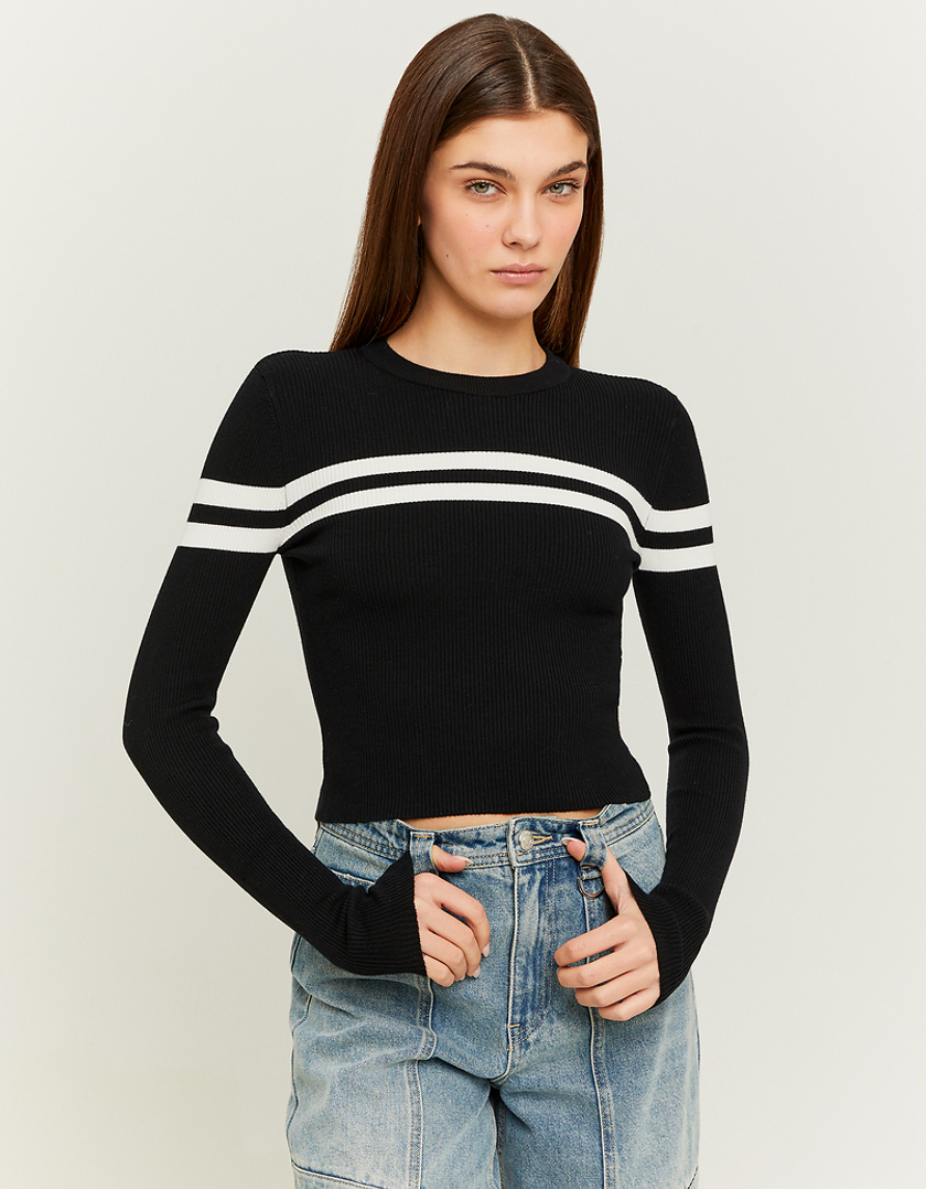 TALLY WEiJL, Black Cropped Striped Jumper for Women