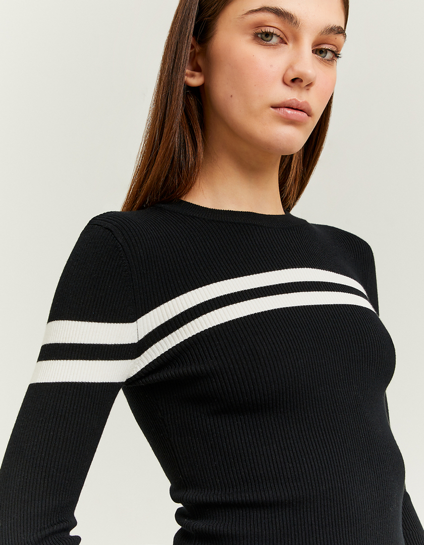 TALLY WEiJL, Black Cropped Striped Jumper for Women