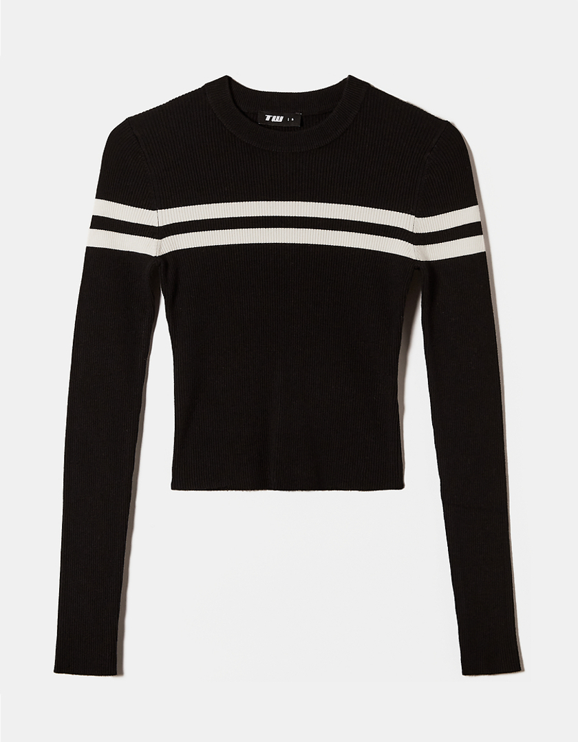 TALLY WEiJL, Black Cropped Striped Jumper for Women