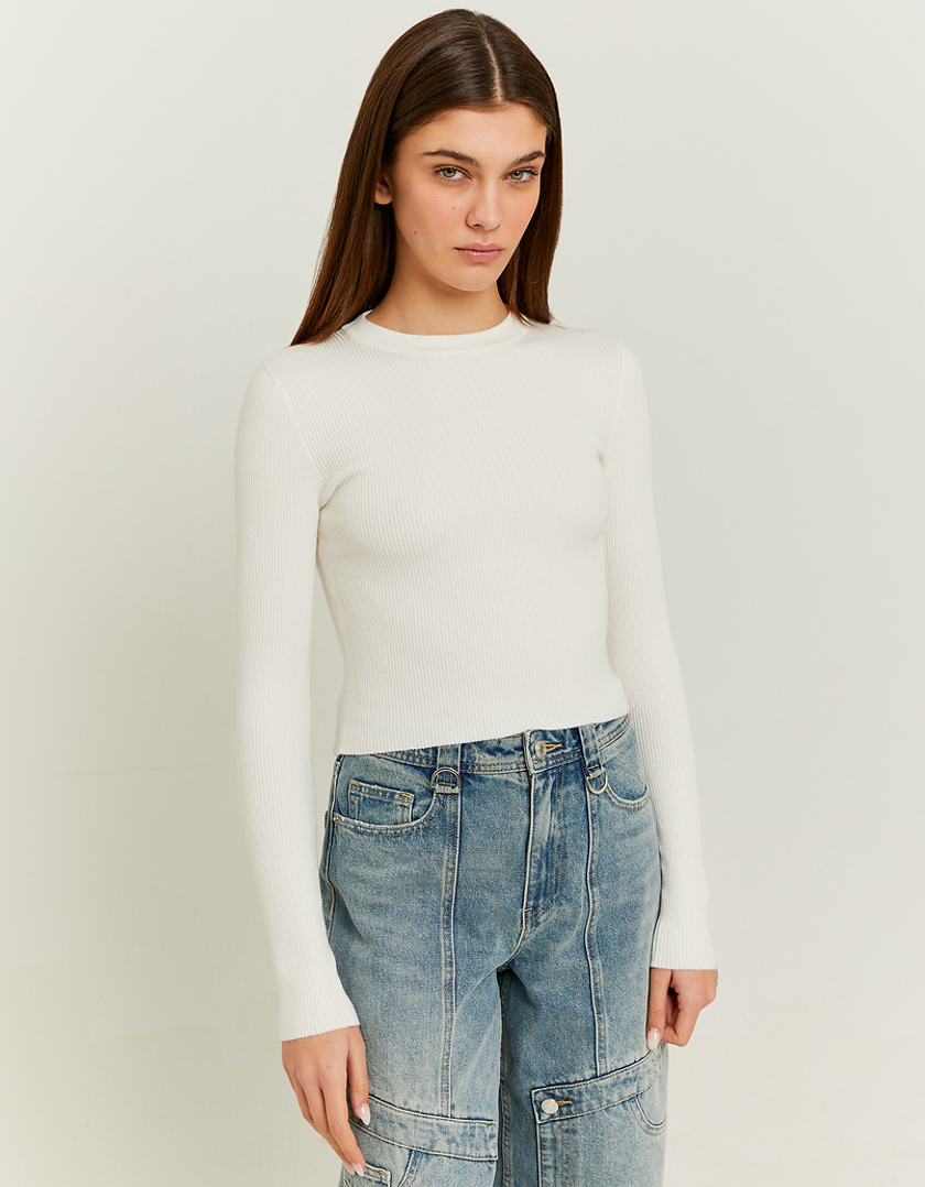 TALLY WEiJL, White Cropped Jumper for Women