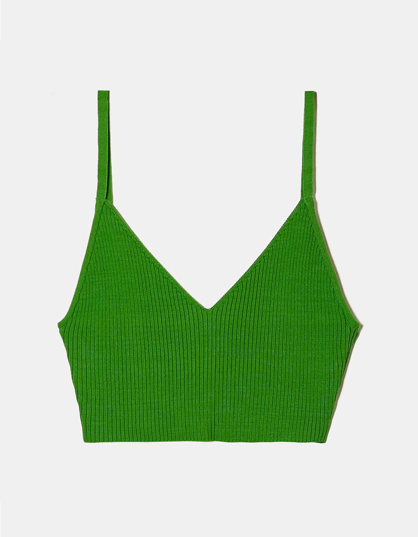 TALLY WEiJL, Green Knitted Crop Top for Women