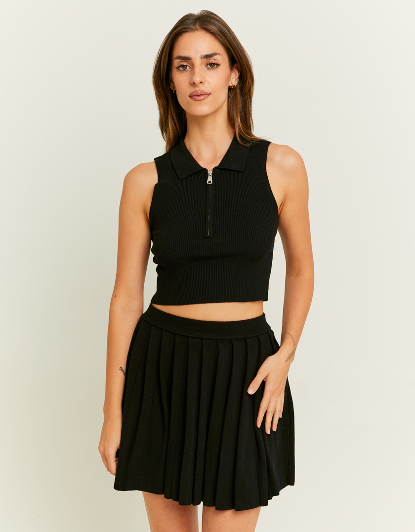 TALLY WEiJL, Top Polo in Maglia Nero con Zip for Women