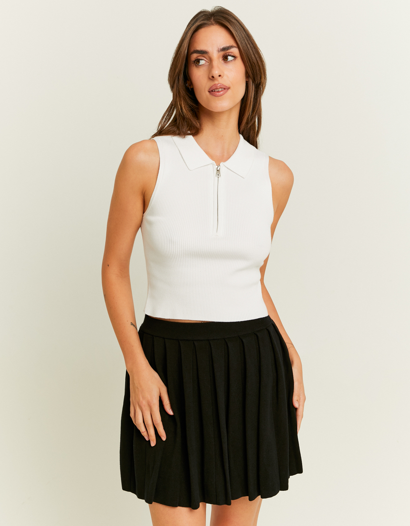 TALLY WEiJL, Top Polo in Maglia Bianco con Zip for Women