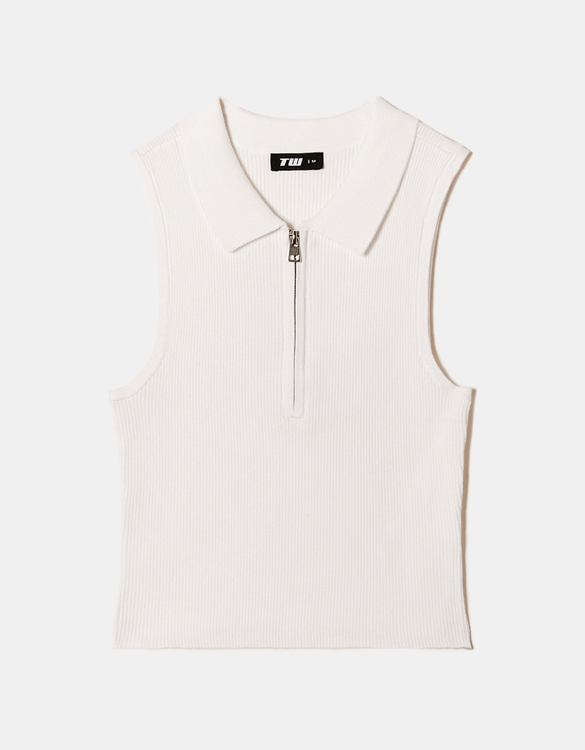 TALLY WEiJL, Top Blanc Colo Polo Zippé for Women