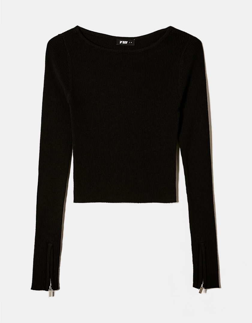 TALLY WEiJL, Maglione Nero a Coste for Women