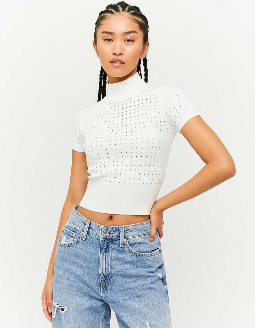 TALLY WEiJL, Mock Neck White Top for Women