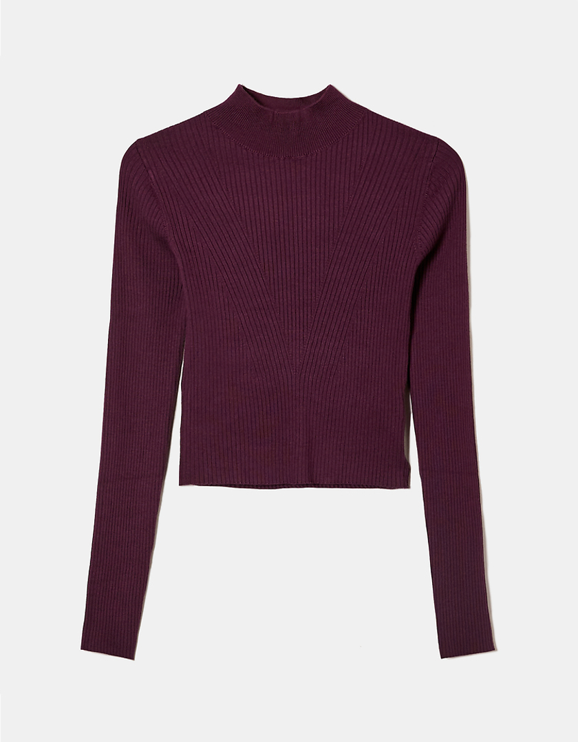 TALLY WEiJL, Burgundy Fitted Knit Jumper for Women