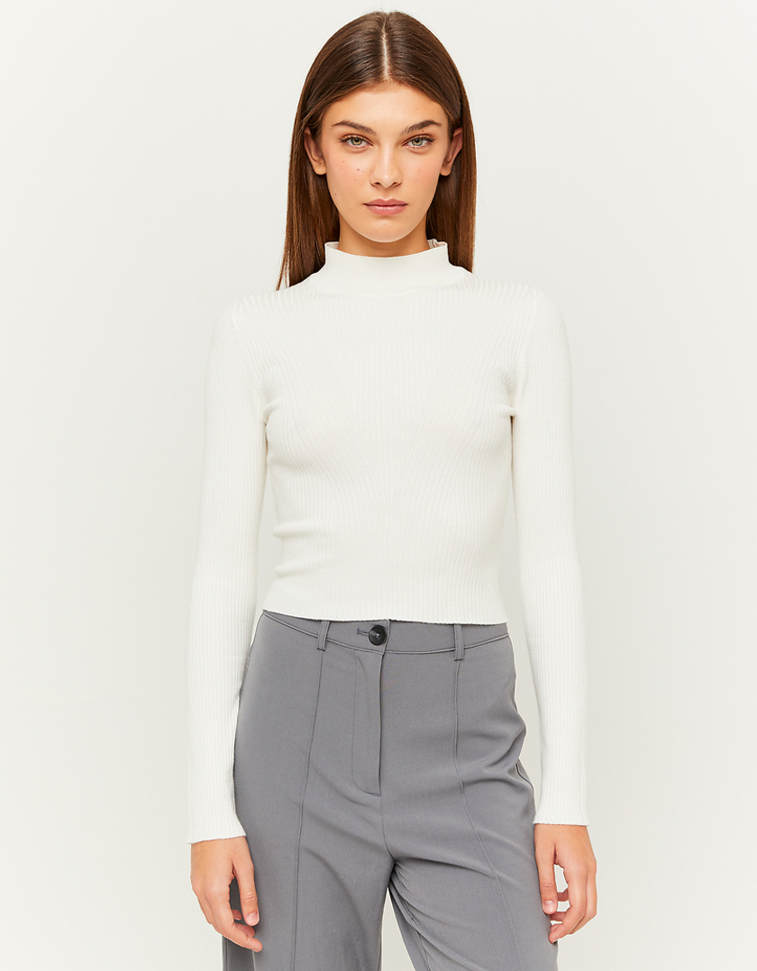 TALLY WEiJL, White Fitted Knit Jumper for Women