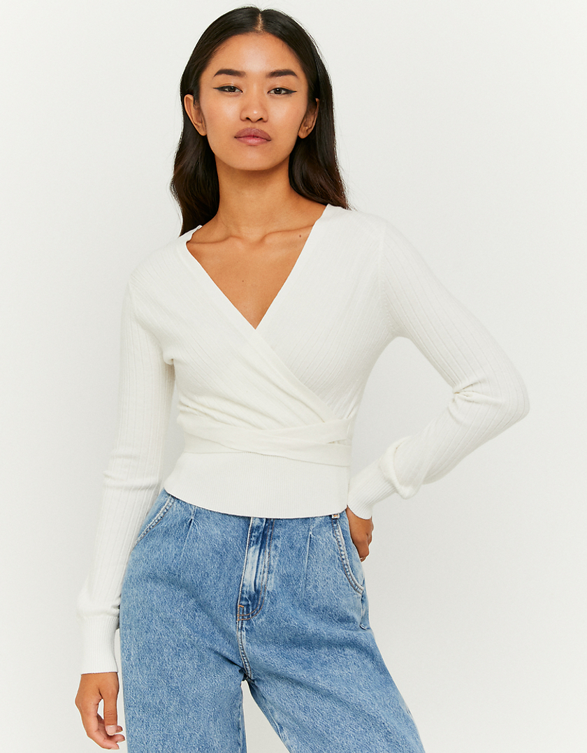 TALLY WEiJL, V Neck White Jumper for Women