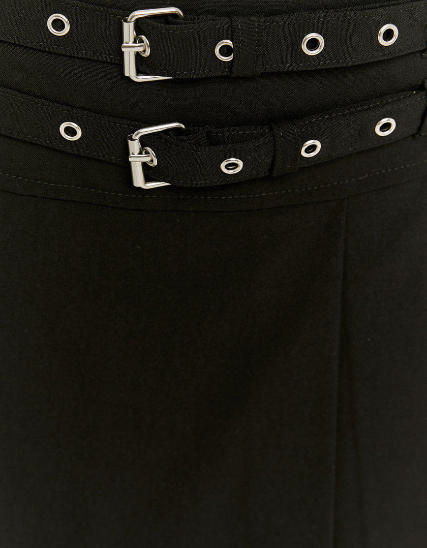 TALLY WEiJL, Black Skort with Double Belt for Women