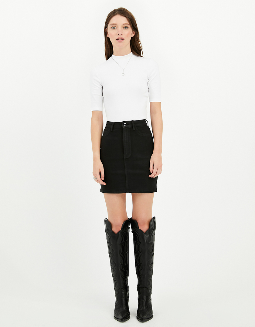 TALLY WEiJL, Black Coated Mini Skirt for Women