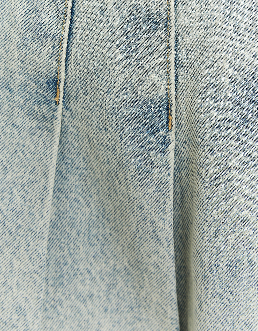 TALLY WEiJL, Mini plisowane jeansowe spódnico-szorty z wysokim stanem for Women