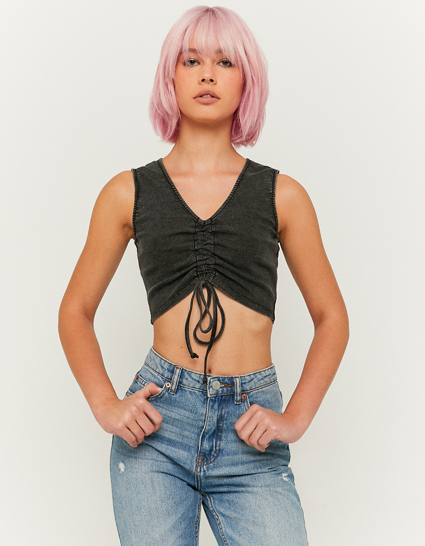 TALLY WEiJL, Γκρι Ruched Crop Top for Women