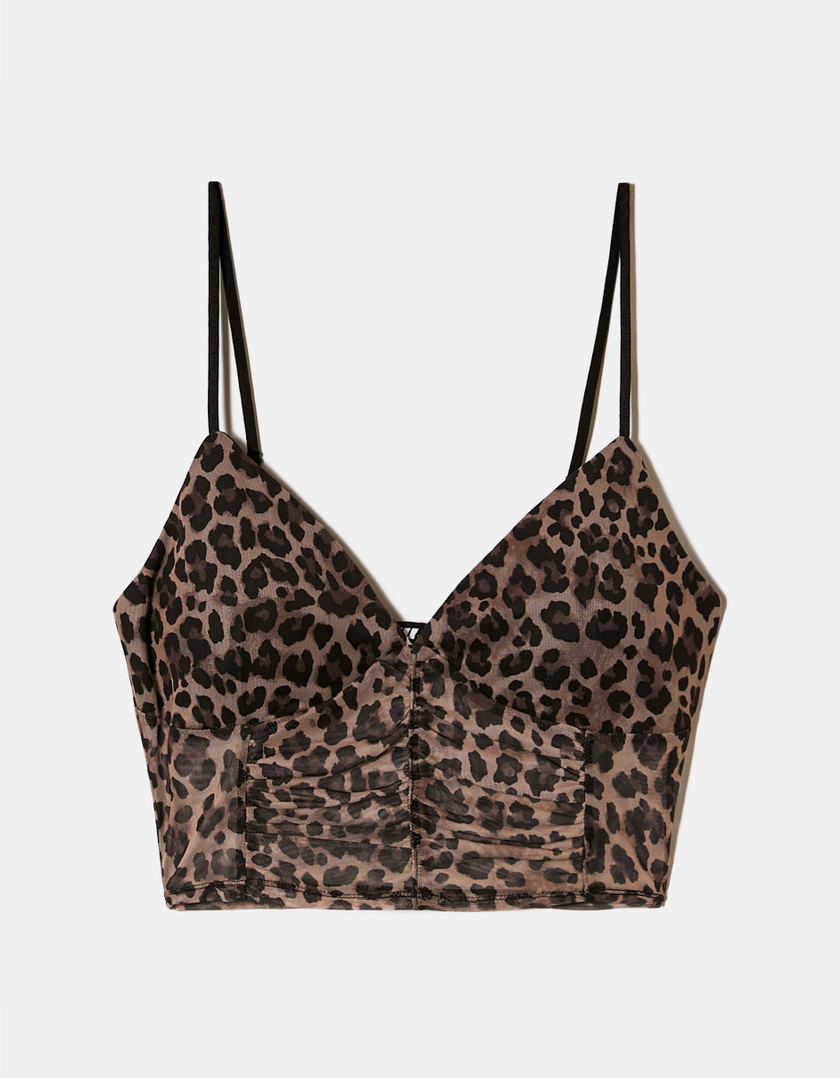 TALLY WEiJL, Leo Print Mesh Top for Women