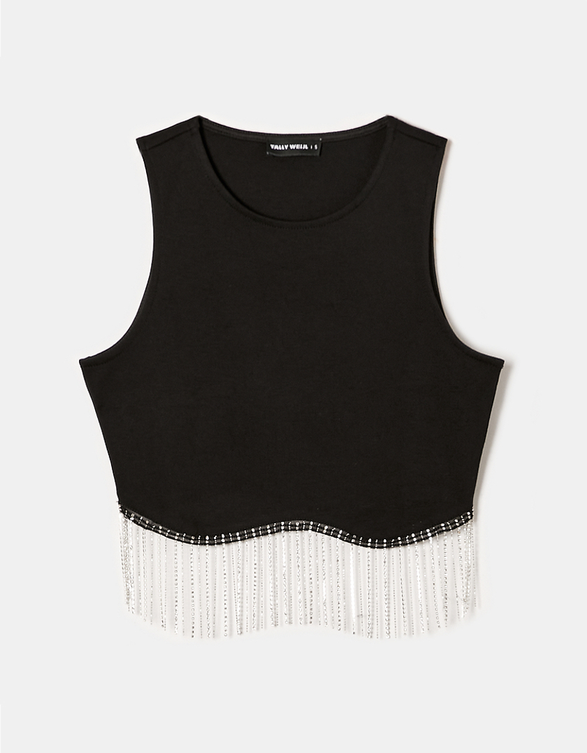 TALLY WEiJL, Sleeveless Crop Top with Strass for Women