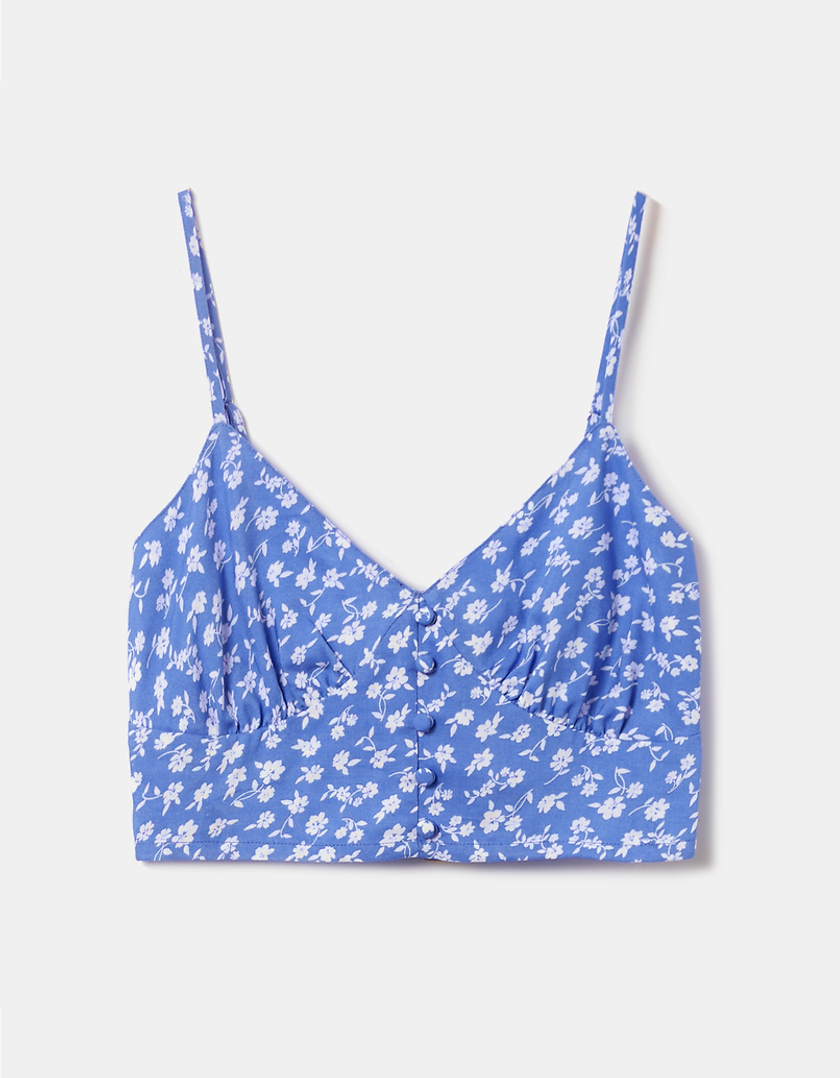 TALLY WEiJL, Μπλε Cropped Floral Top for Women