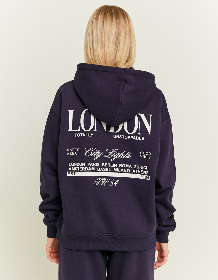 TALLY WEiJL, Sweat à Capuche Bleu Oversize Style Universitaire for Women