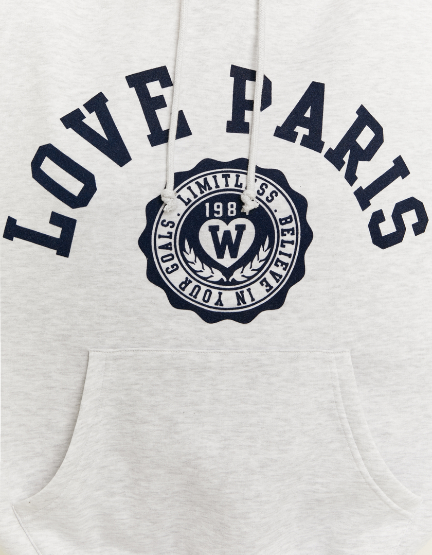 TALLY WEiJL, Sweat à Capuche Gris Oversize Style Universitaire for Women