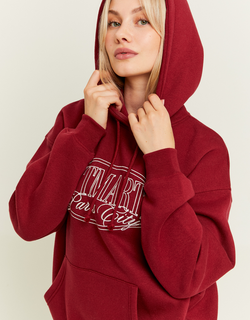 TALLY WEiJL, Sweat à Capuche Rouge Oversize Style Universitaire for Women