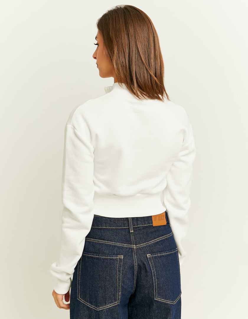 TALLY WEiJL, White Zip Up Cropped Sweatshirt for Women