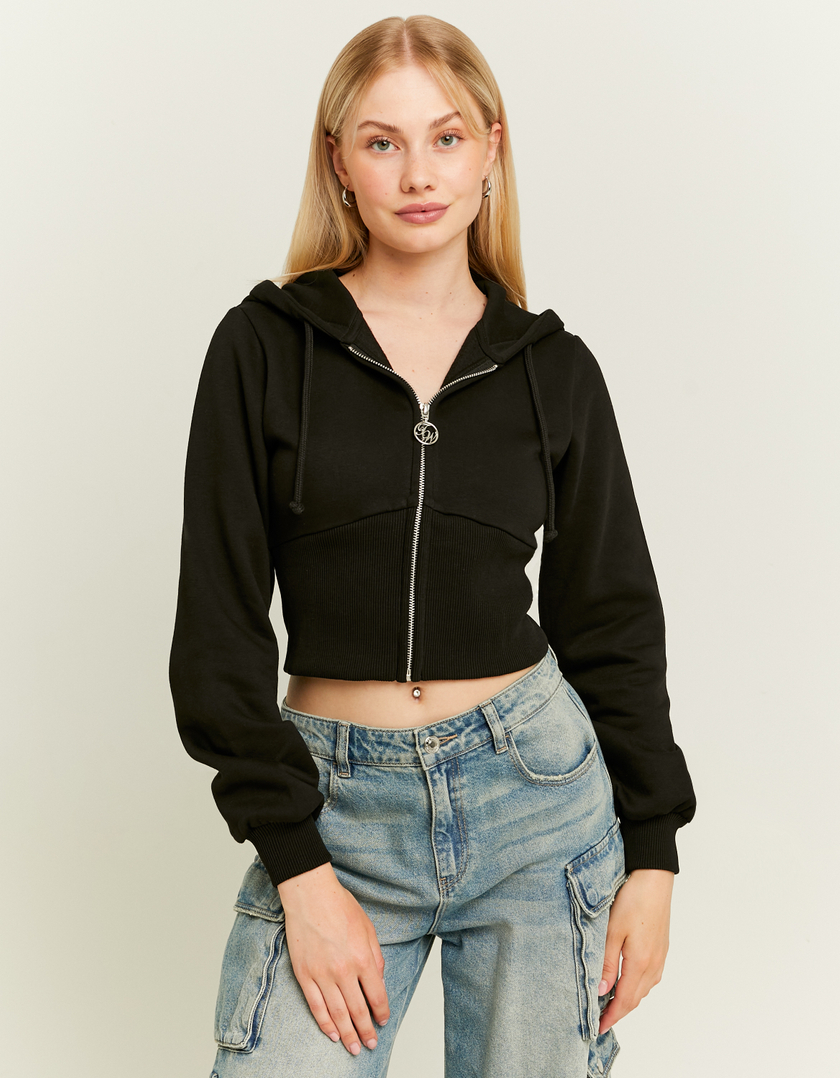 TALLY WEiJL, Black Basic Hoodie with Zip for Women