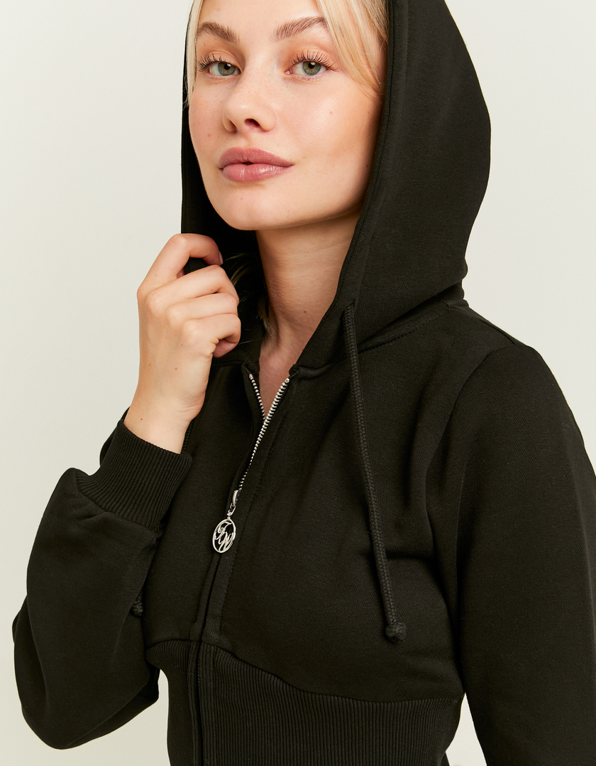 TALLY WEiJL, Black Basic Hoodie with Zip for Women