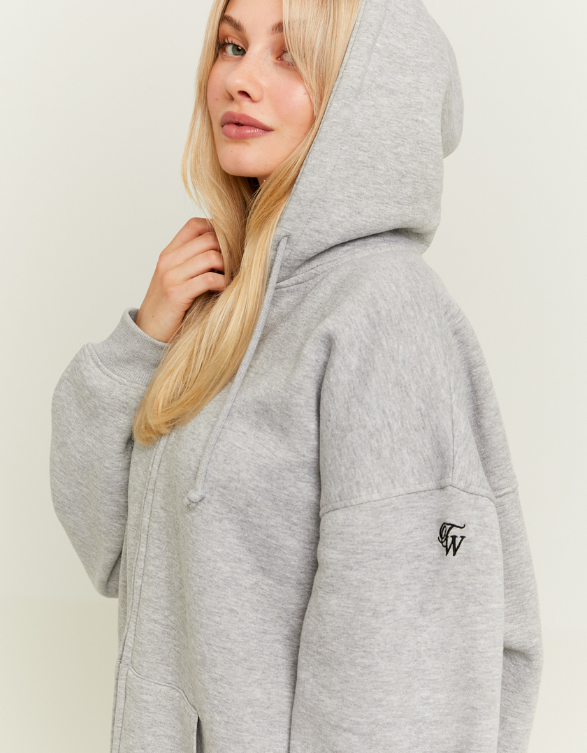 TALLY WEiJL, Grey Hoodie with Embroidery and Zip for Women