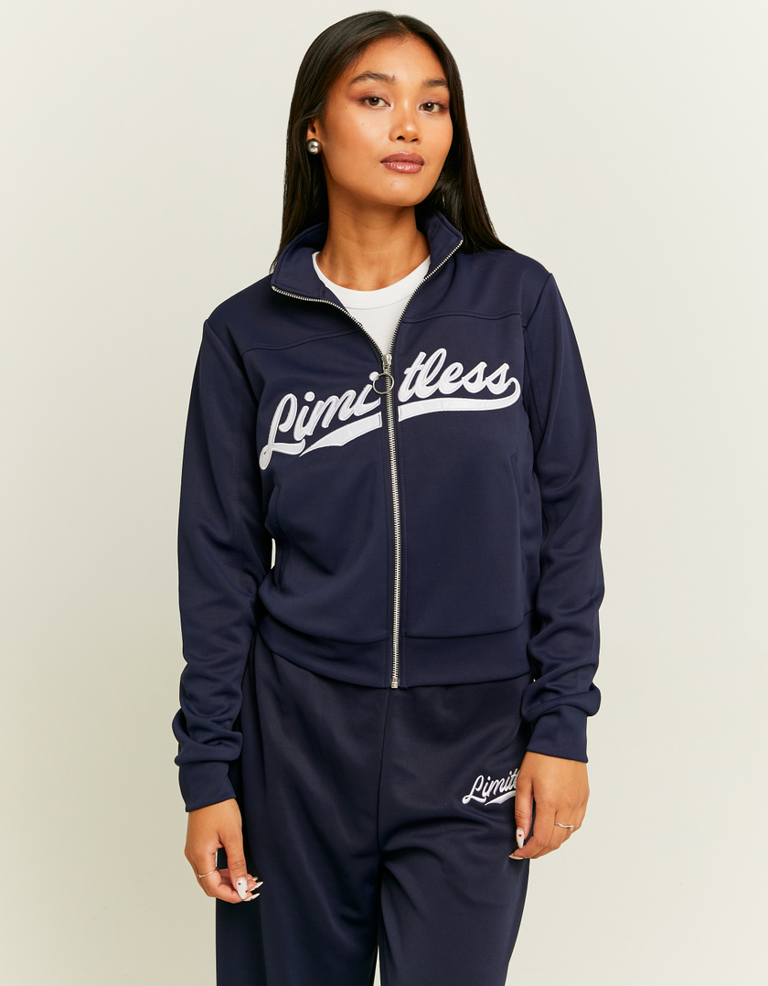 TALLY WEiJL, Blaues bedrucktes Sweatshirt mit Reißverschluss for Women