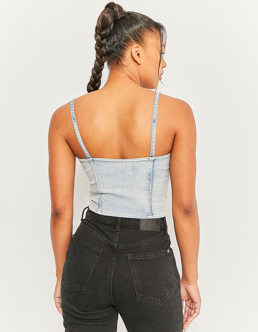 TALLY WEiJL, Blue Stretch Denim Corset Top for Women