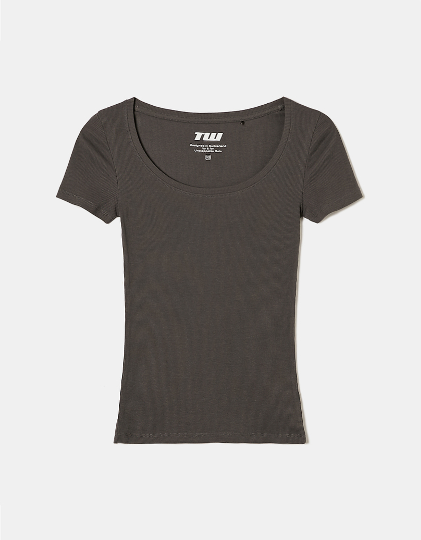 TALLY WEiJL, Graues Basic T-Shirt for Women