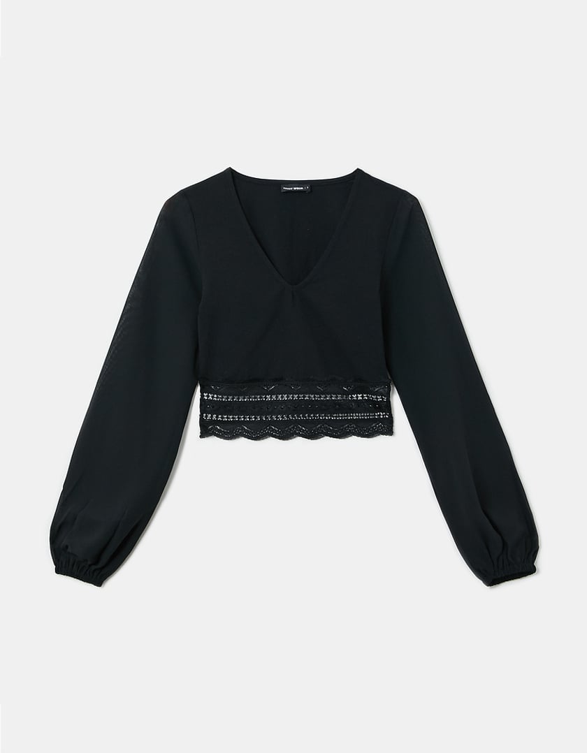 TALLY WEiJL, Black Cropped Blouse for Women