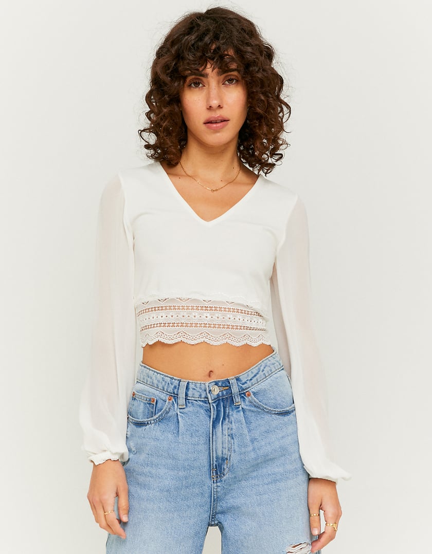 TALLY WEiJL, White Cropped Blouse for Women